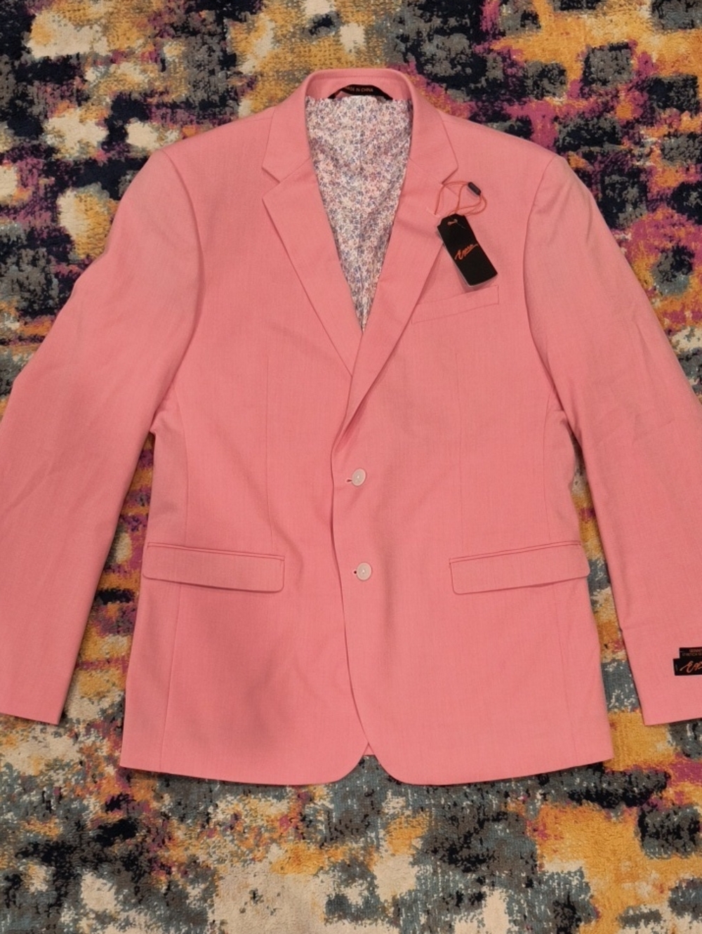 NWT Men's Pink Egara Suit Separates Jacket 46L Skinny Fit Stretch